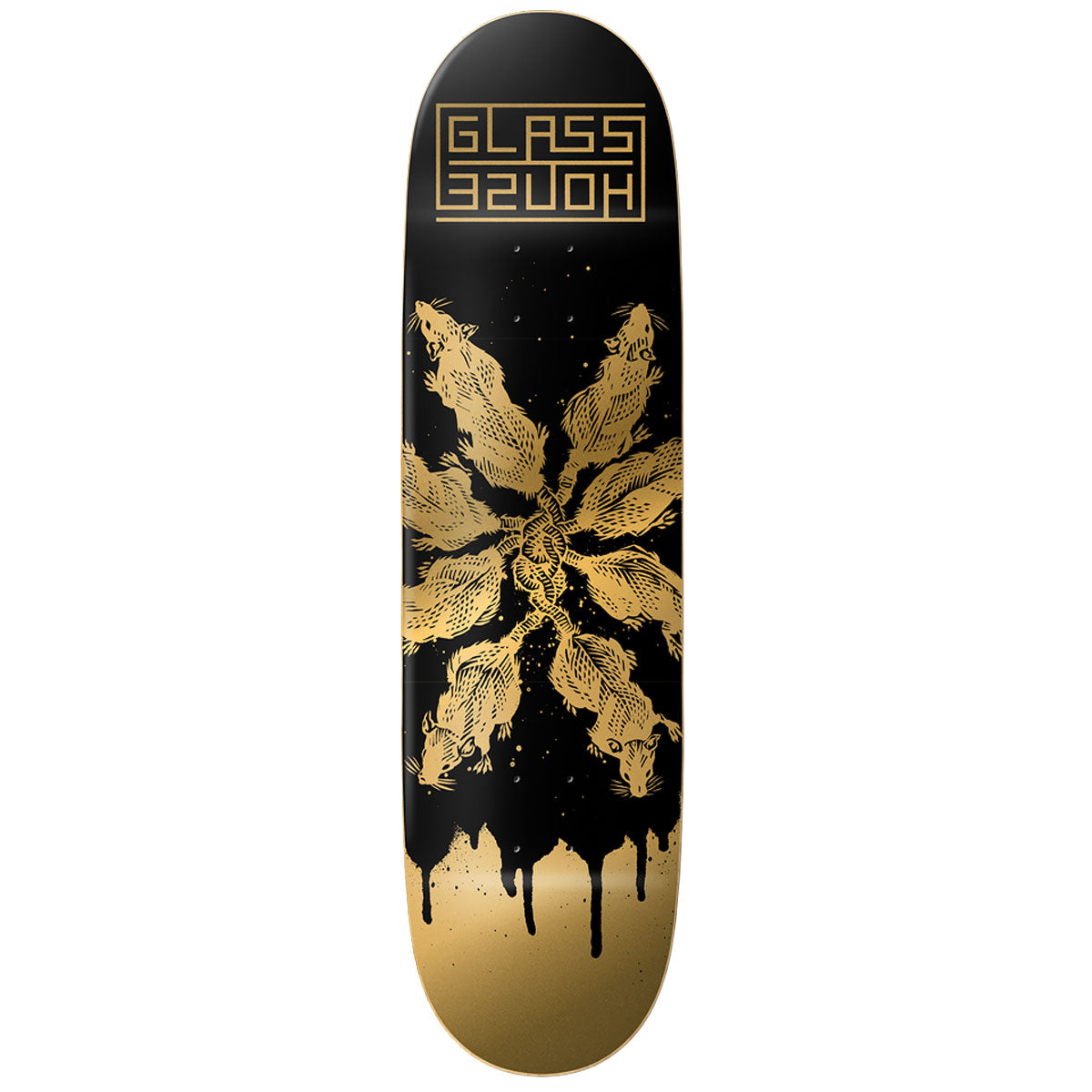 Glass House Rats Skateboard Deck - Black/Gold - 9.00