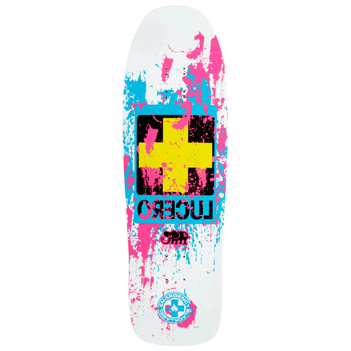 Black Label John Lucero Splatter Cross Skateboard Deck - White - 9.88