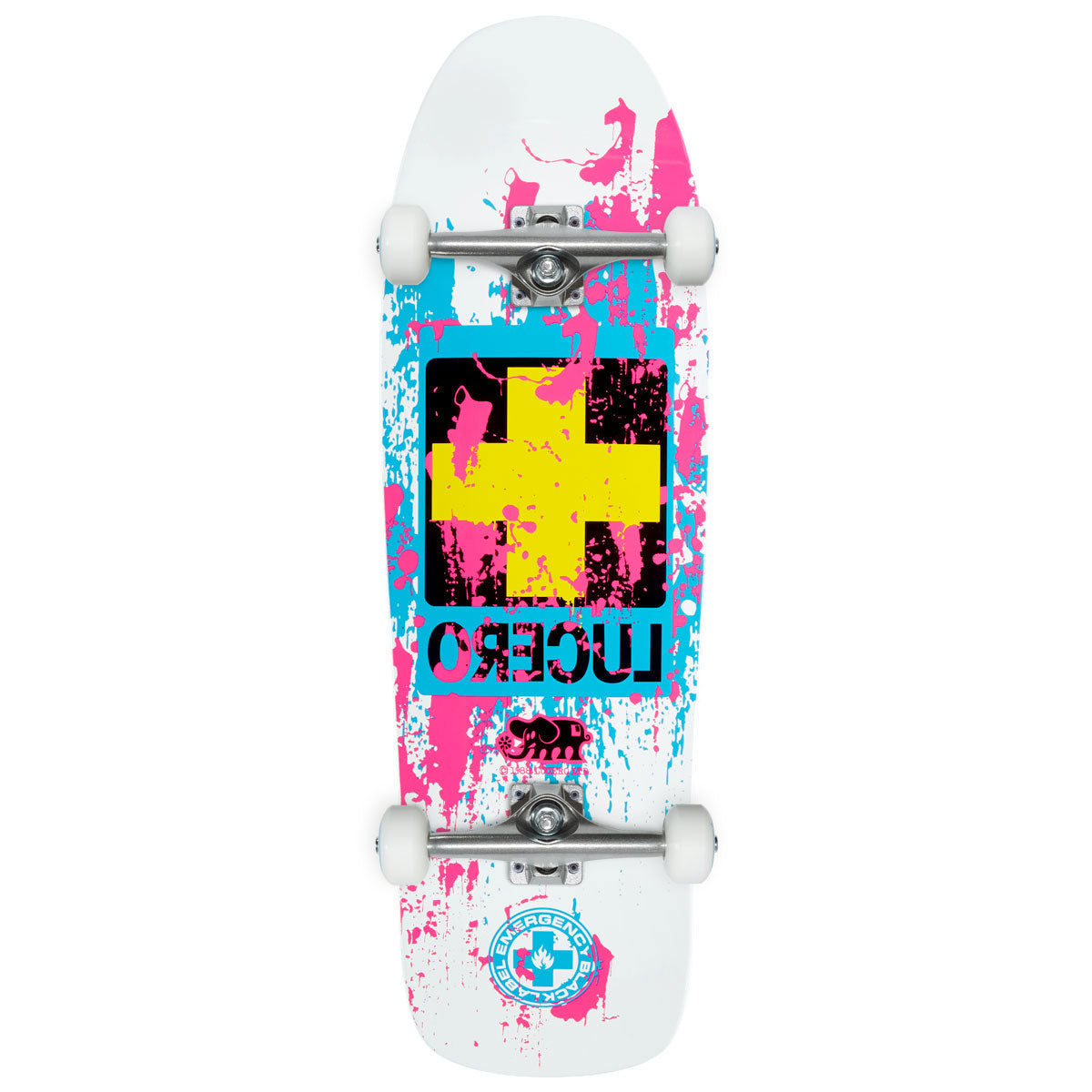 Black Label John Lucero Splatter Cross Skateboard Complete - White - 9.88