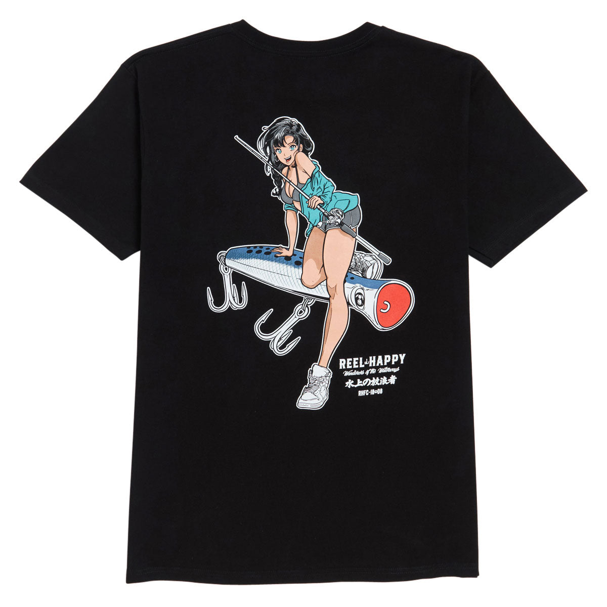 Reel Happy Popper T-Shirt - Black image 1