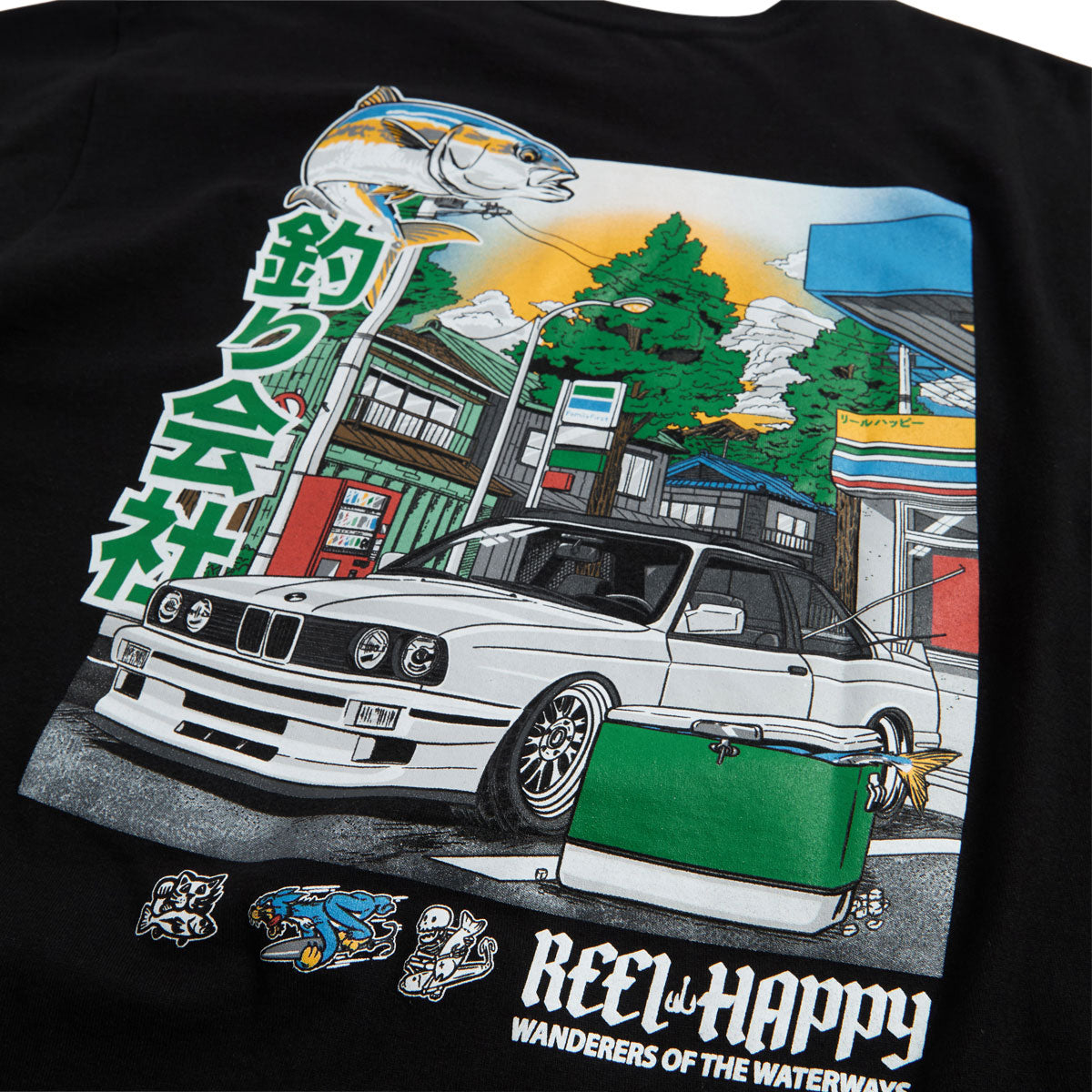 Reel Happy Cars and Fishing T-Shirt - Black image 3