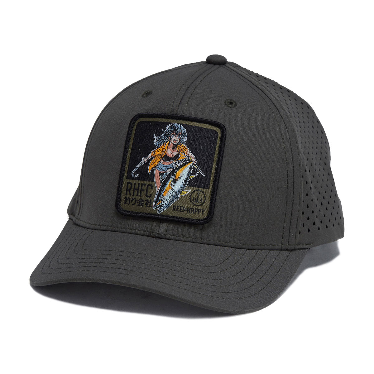Reel Happy Maguro Performance Trucker Hat - Olive Green image 1