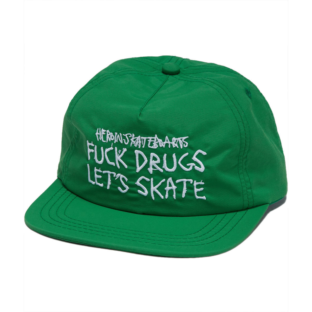 Heroin Fuck Drugs Snapback Hat - Green image 1