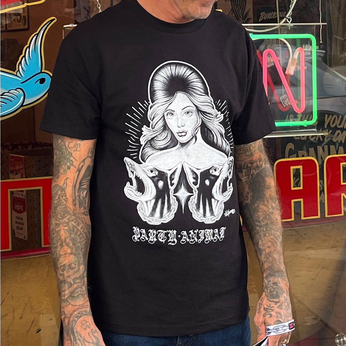Party Animal x Tim Hendricks Chola T-Shirt - Black image 2