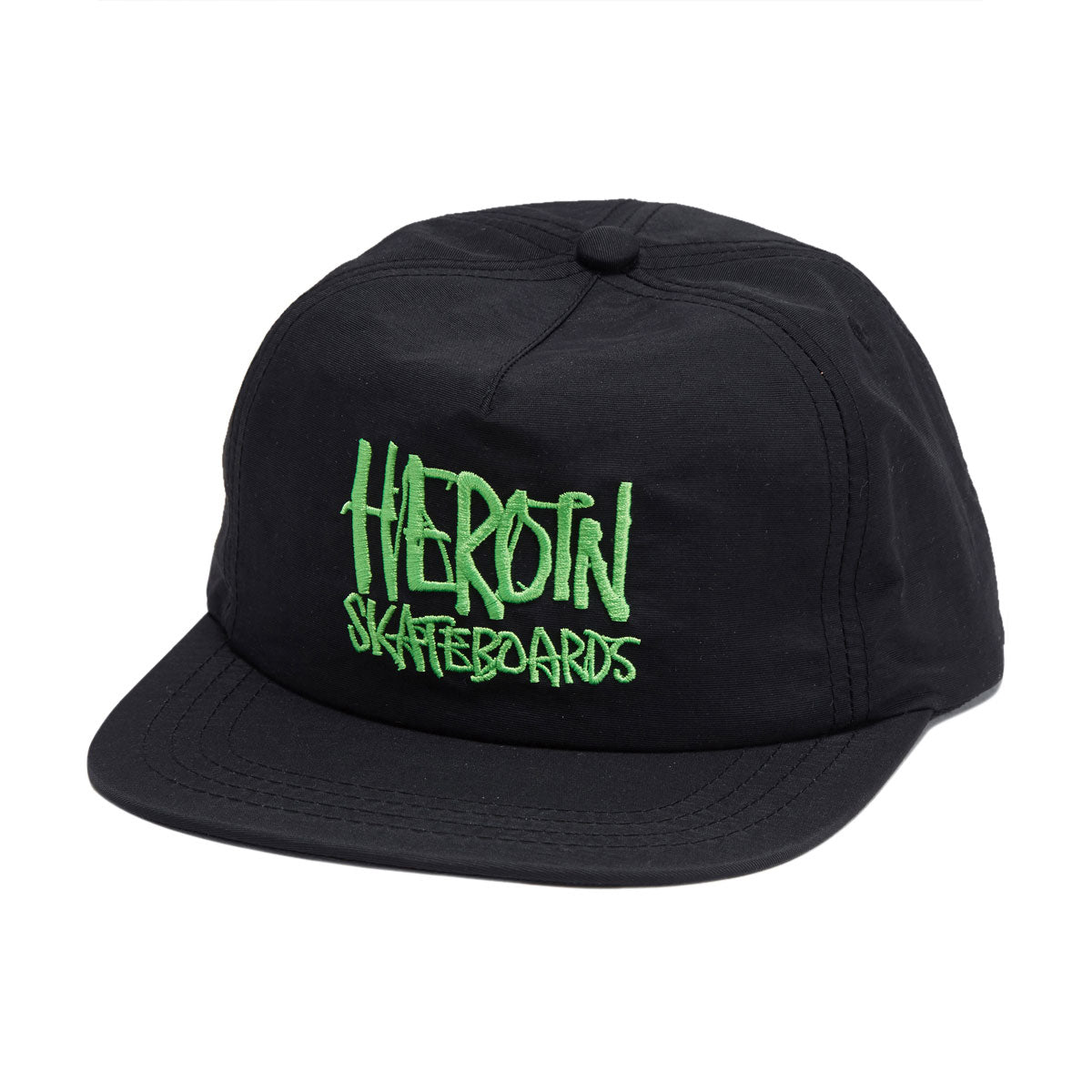 Heroin Script Nylon Snapback Hat - Black/Green image 1
