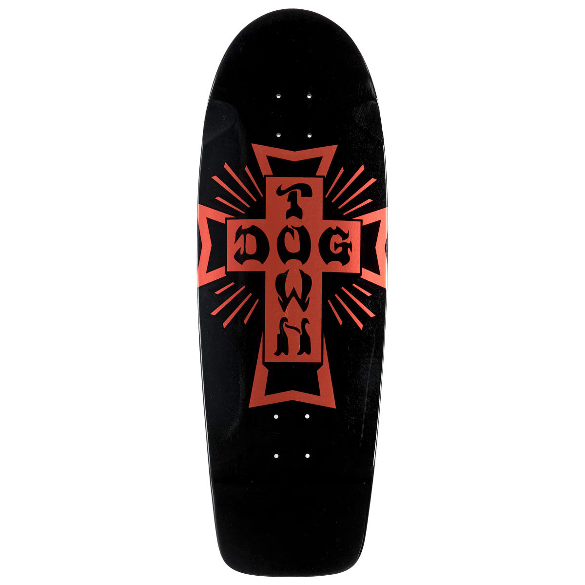 Dogtown Cross Logo 70s Rider Skateboard Deck - Gloss Black/Metallic Red Cross - 10.00
