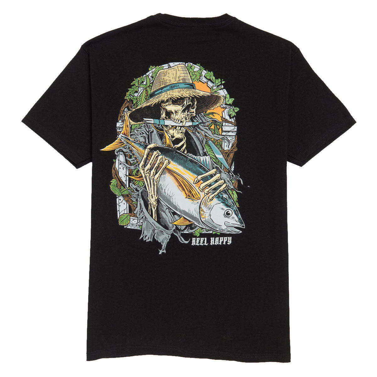 Reel Happy Fish & Bones T-Shirt - Black image 1