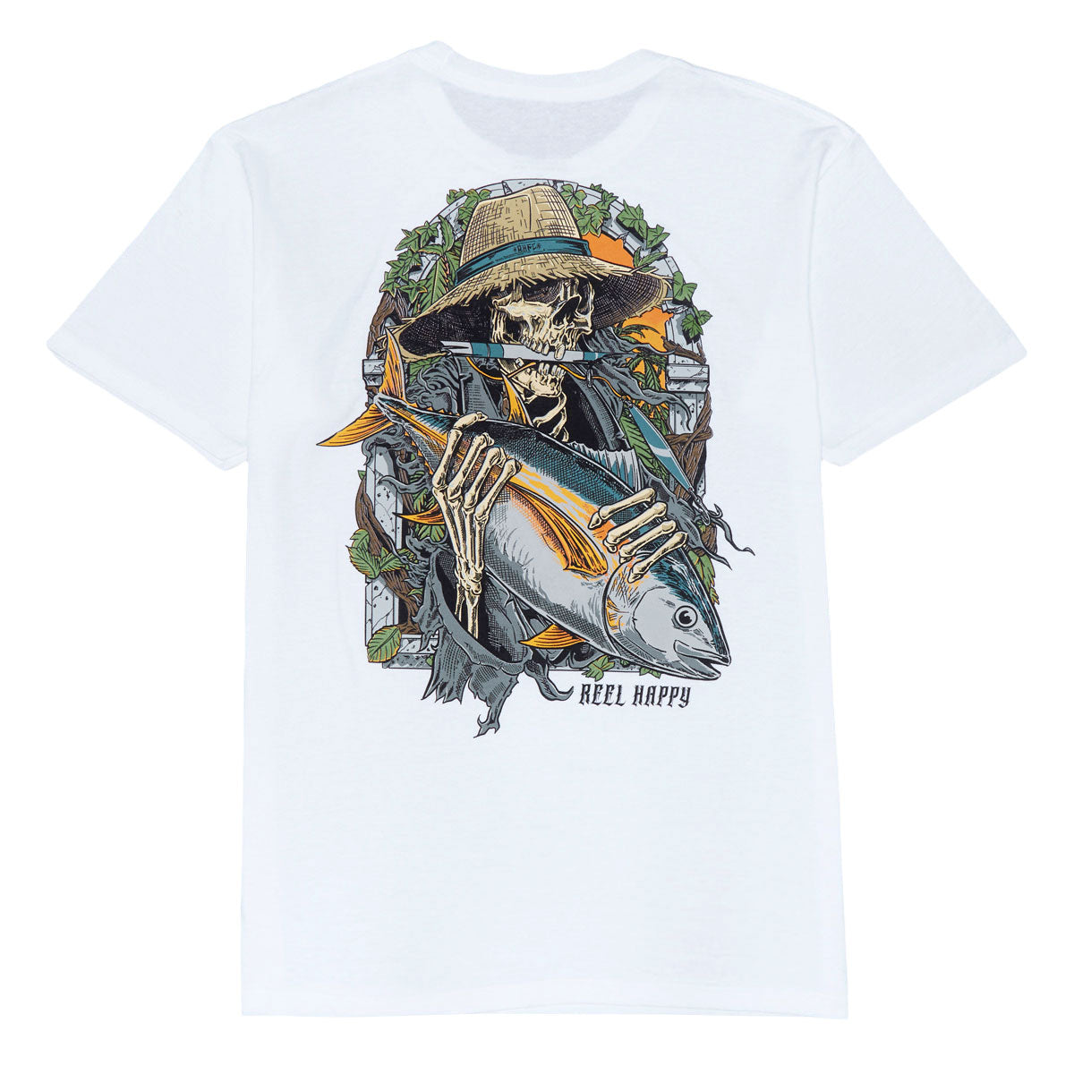 Reel Happy Fish & Bones T-Shirt - White image 1