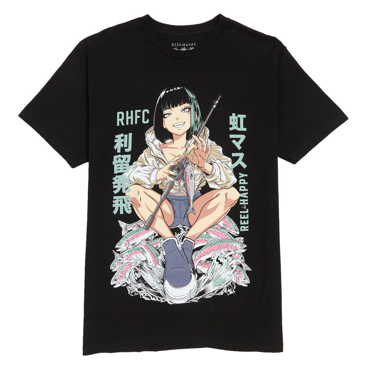 Reel Happy Nijimasu T-Shirt - Black image 1