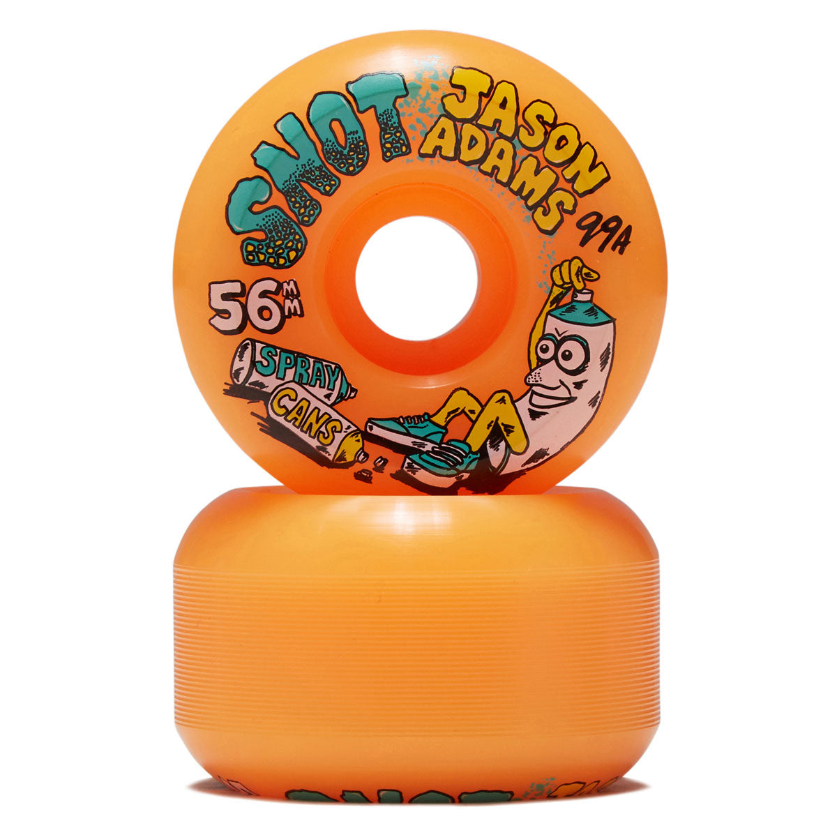 Snot Jason Adams Spray Cans Conical 99a Skateboard Wheels - Neon Orange - 56mm image 2