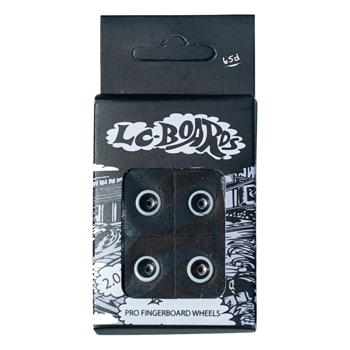 LC Boards Dual Core Urethane Pro 65D Fingerboard Wheels - White/Black image 2