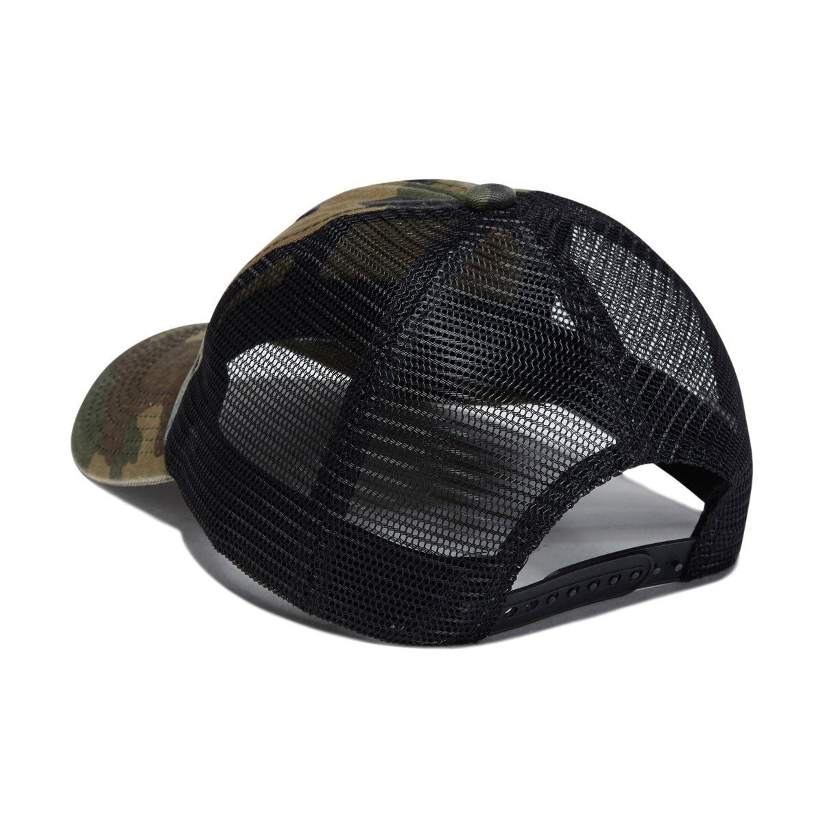 One Of These Days Woven Label Trucker Hat - Woodland Camo image 2