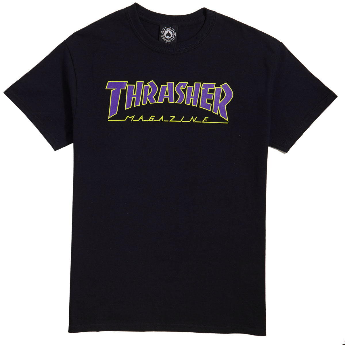 Thrasher Outlined T-Shirt - Black/Purple/Green image 1