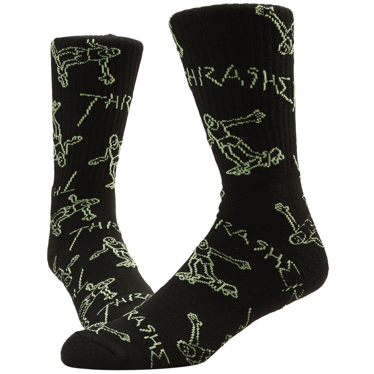 Thrasher Gonz Logo Crew Socks - Black/Green image 2