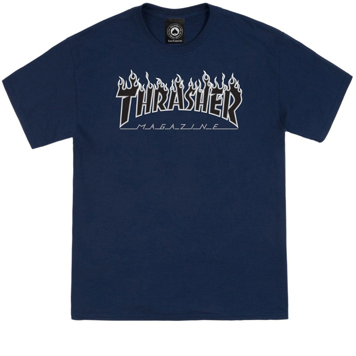 Thrasher Flame Logo T-Shirt - Navy/Black image 1
