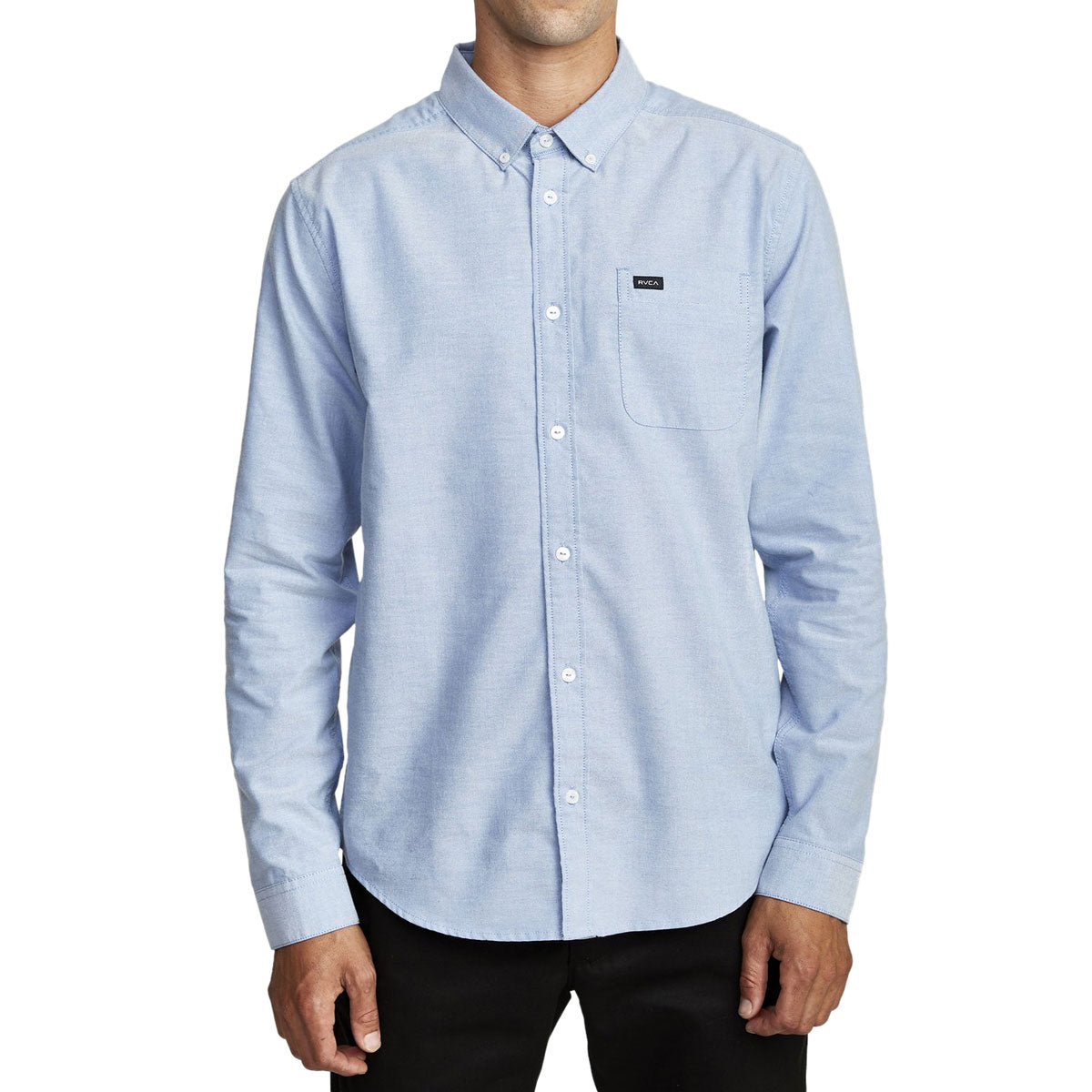 RVCA Thatll Do Stretch Long Sleeve Shirt - Oxford Blue