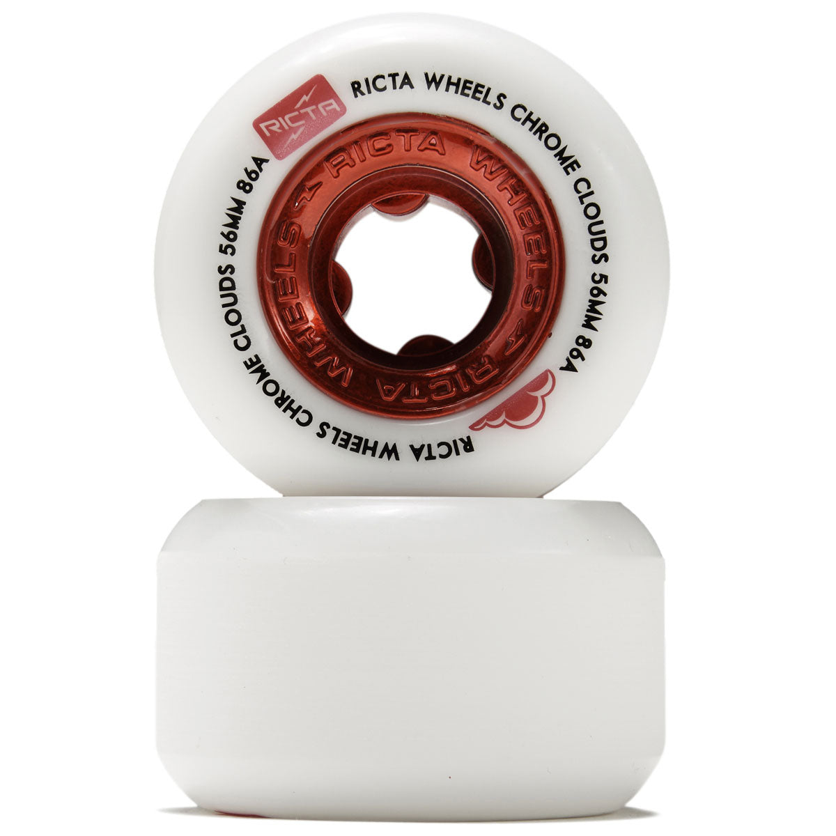 Ricta Chrome Clouds 86a Skateboard Wheels - Red - 56mm image 2
