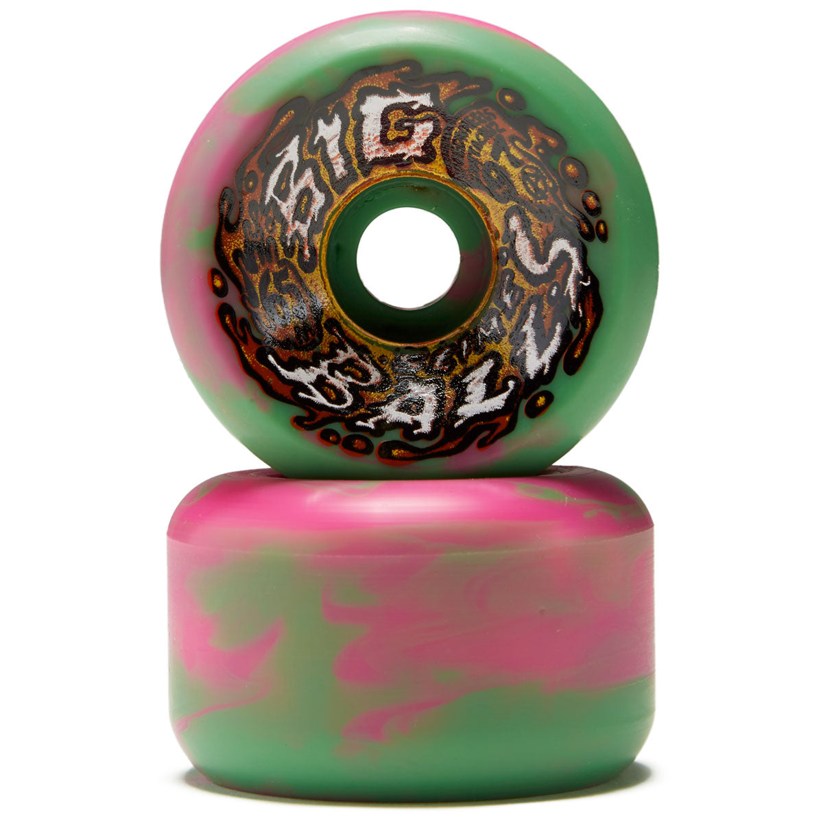 Slime Balls Big Balls 97a Skateboard Wheels - Pink/Green Swirl - 65mm image 2