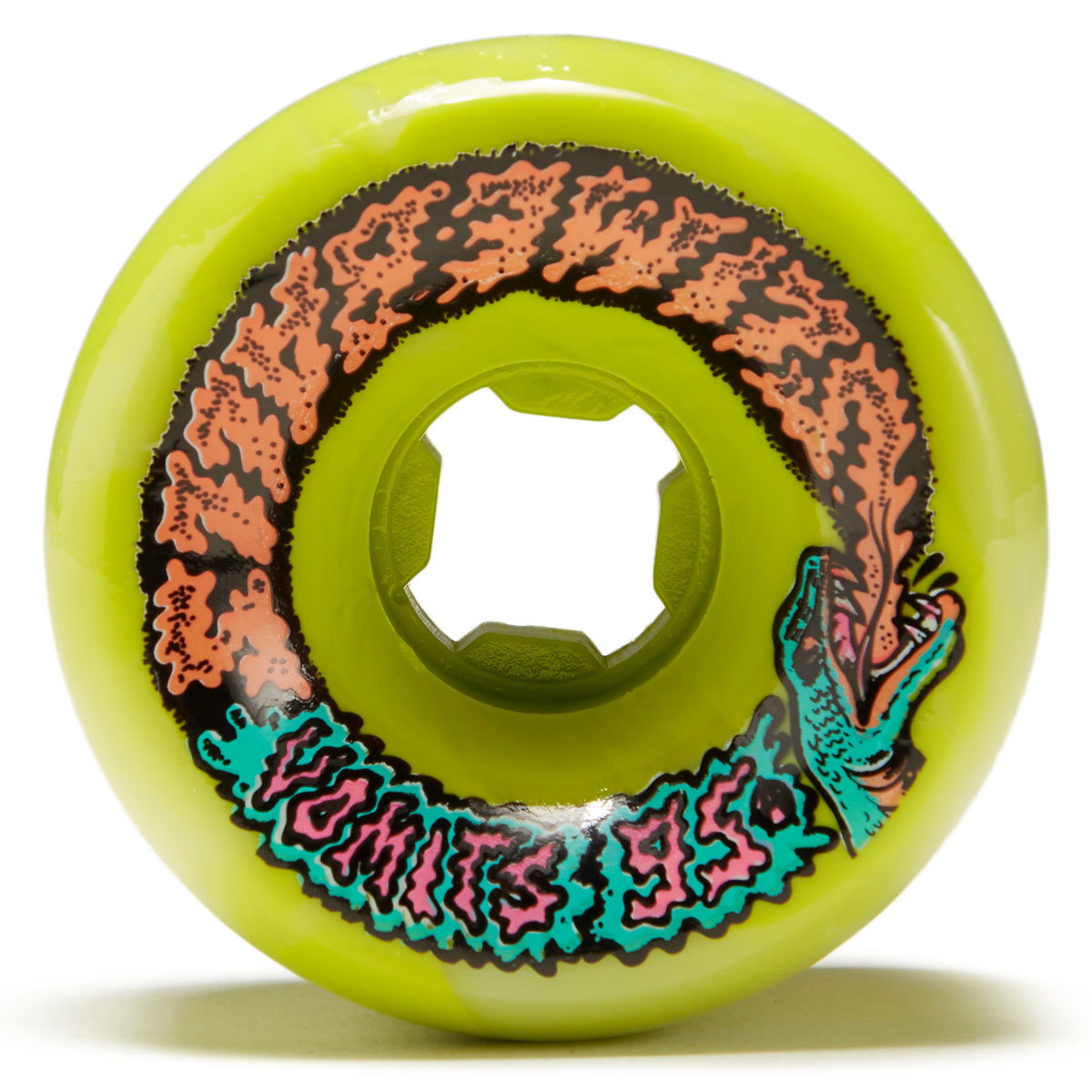 Slime Balls Snake Vomits 95a Skateboard Wheels - Green/White Swirl - 60mm image 1