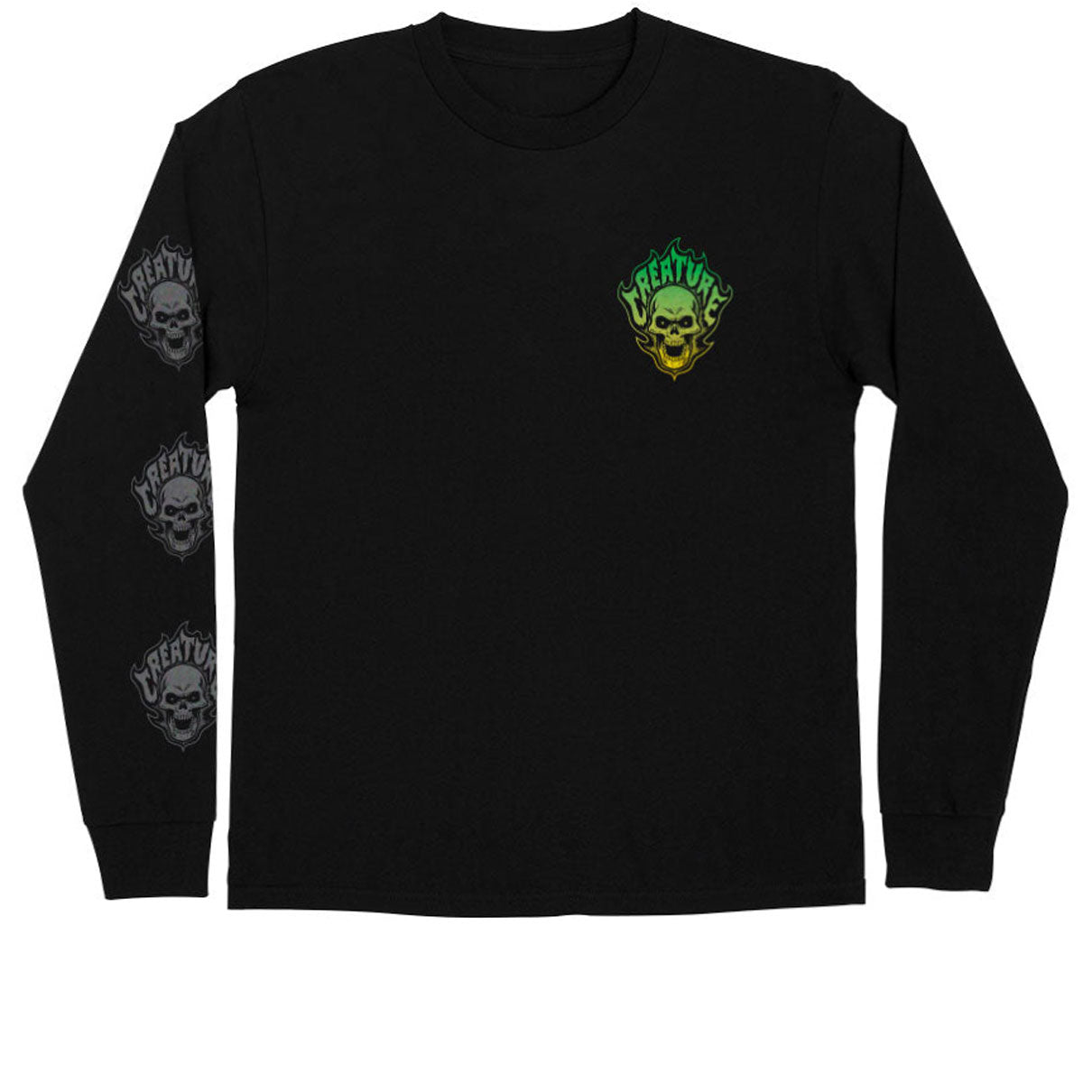 Creature Bonehead Flame Long Sleeve T-Shirt - Black image 1