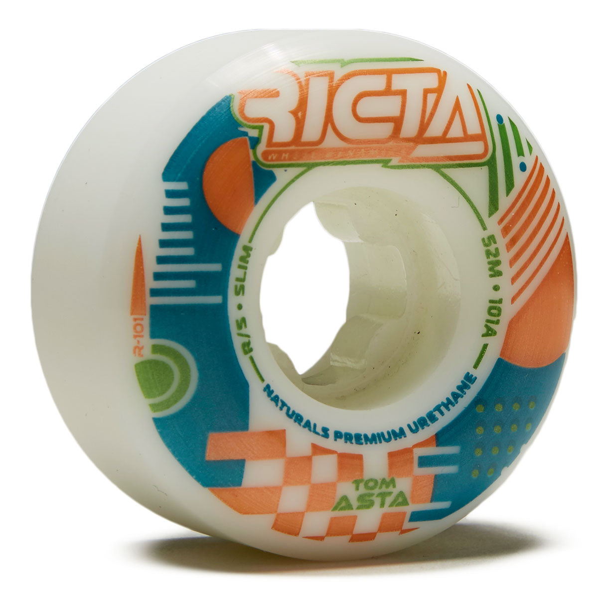 Ricta Asta Flux Naturals Slim 101a Skateboard Wheels - White - 52mm image 1