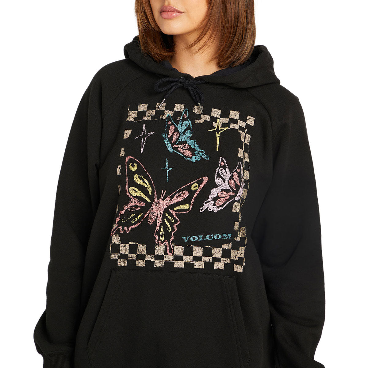 Volcom Womens Truly Stoked Boyfriend Hoodie - Black image 2
