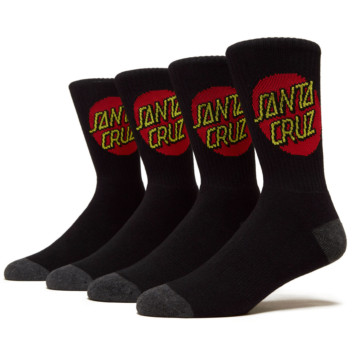 Santa Cruz Cruz Crew 4 Pairs of Socks - Black image 1