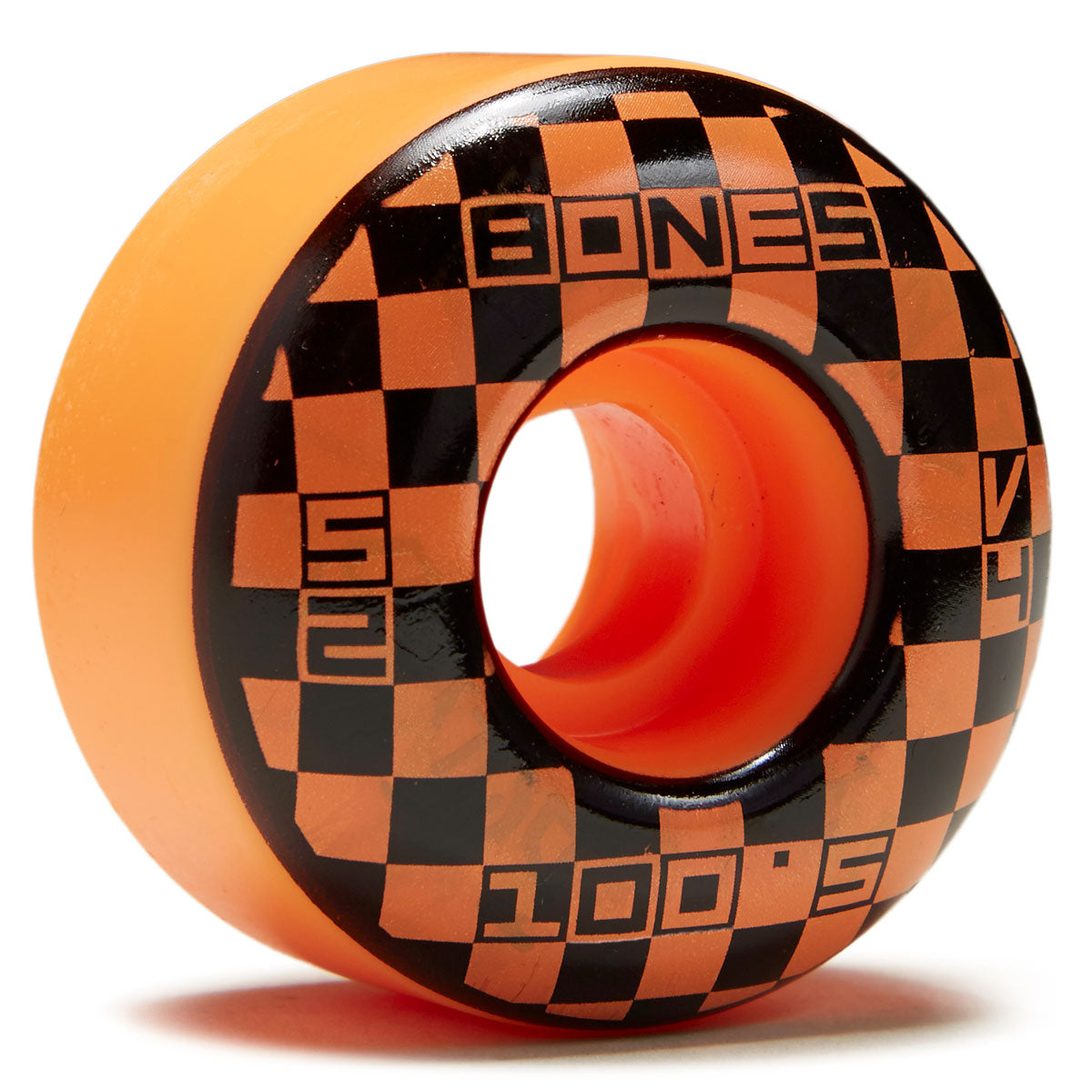 Bones 100s Block Party V4 Wide Skateboard Wheels - Orange - 52mm