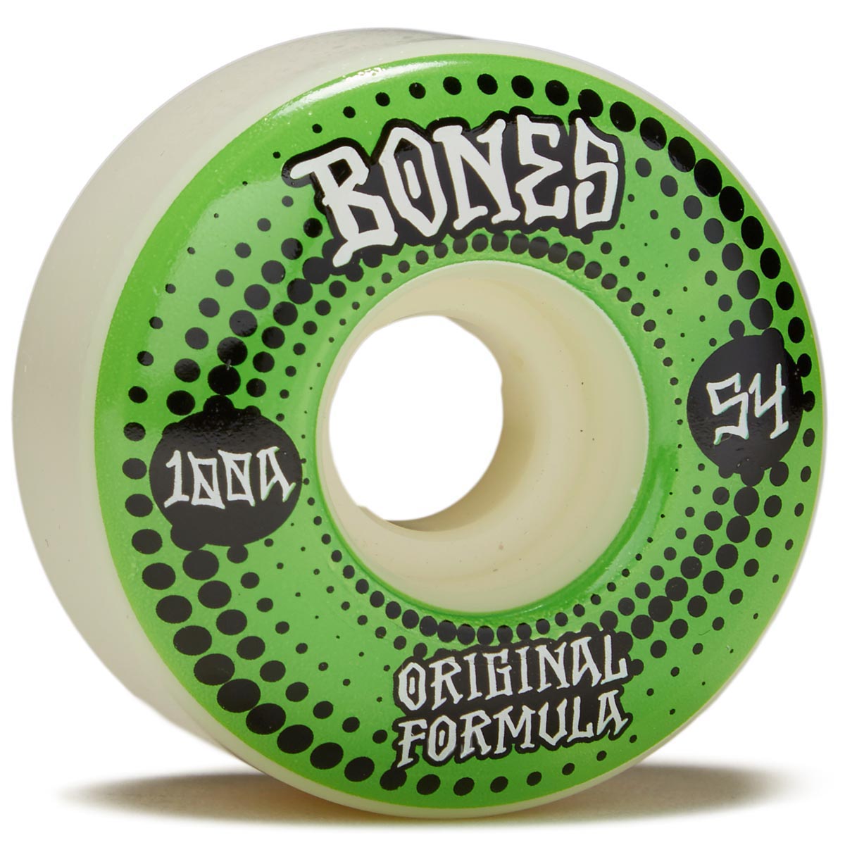 Bones 100s OG Formula Dots V4 Wide Skateboard Wheels - White - 54mm