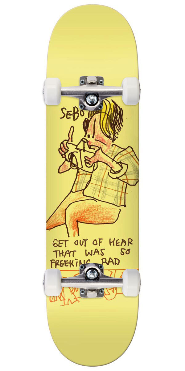 Krooked Sebo Freeking Rad Skateboard Complete - Yellow - 8.06