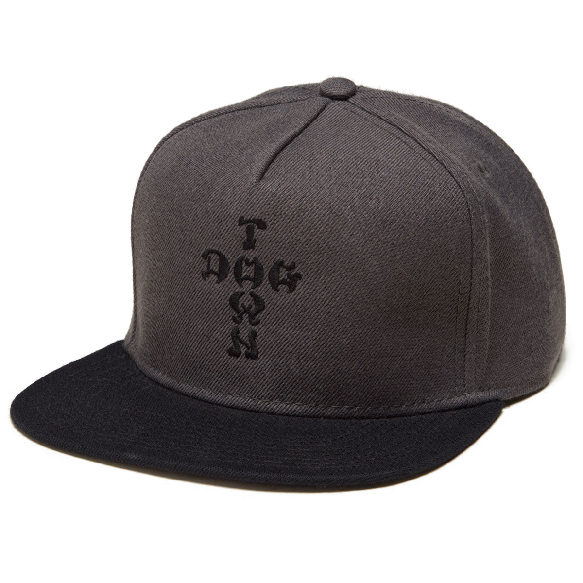 Dogtown Cross Letters Snapback Hat - Charcoal Grey/Black image 1
