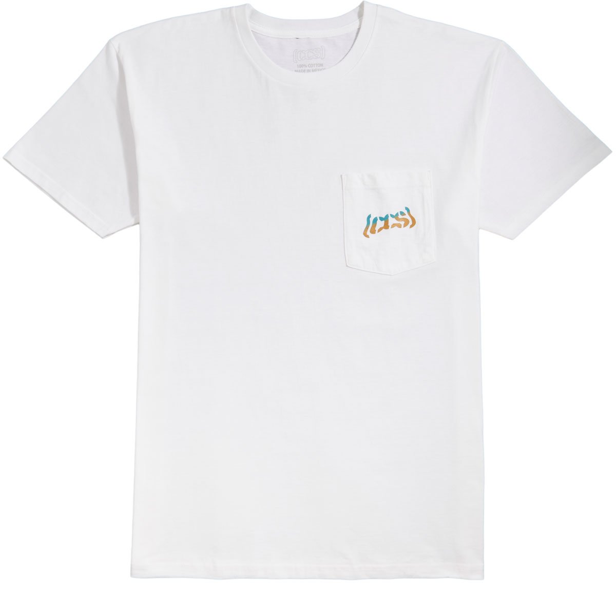CCS Warped Logo Pocket T-Shirt - White/Teal/Orange image 1