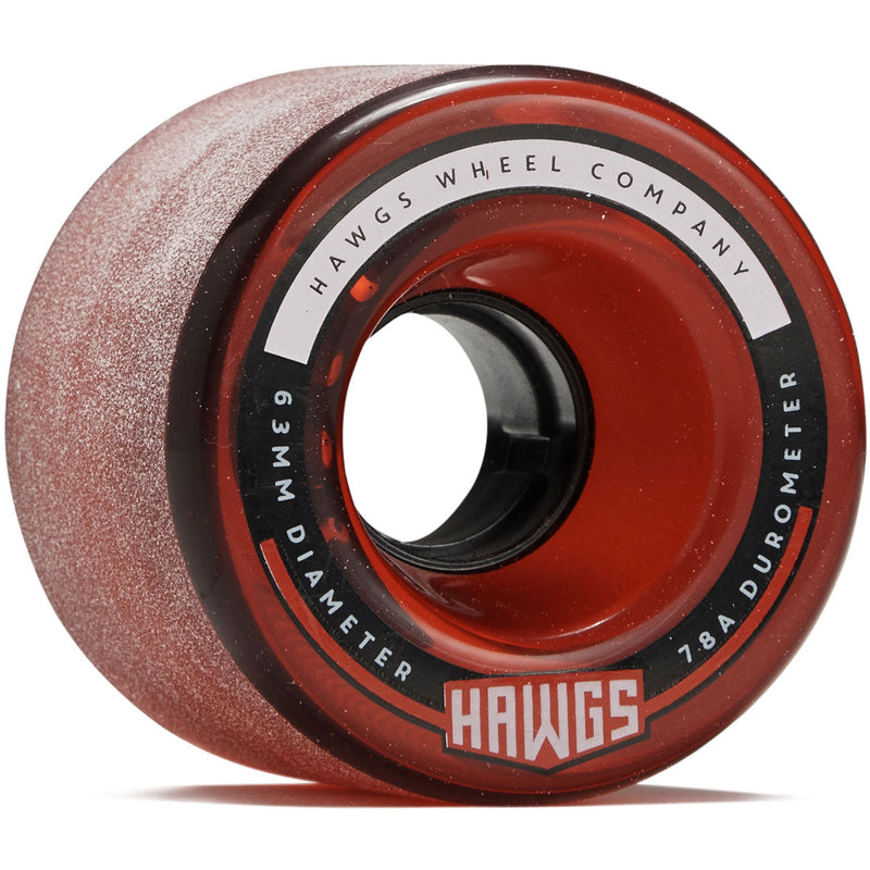 Hawgs Fatty 78a Stone Ground Longboard Wheels - Clear Red - 63mm