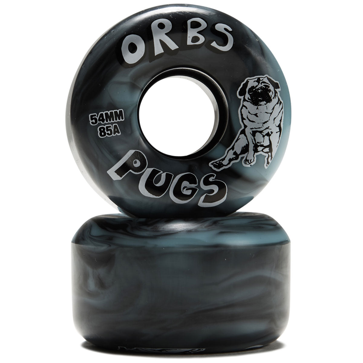Welcome Orbs Pugs Conical 85A Skateboard Wheels - Black/Blue Swirl - 54mm image 2