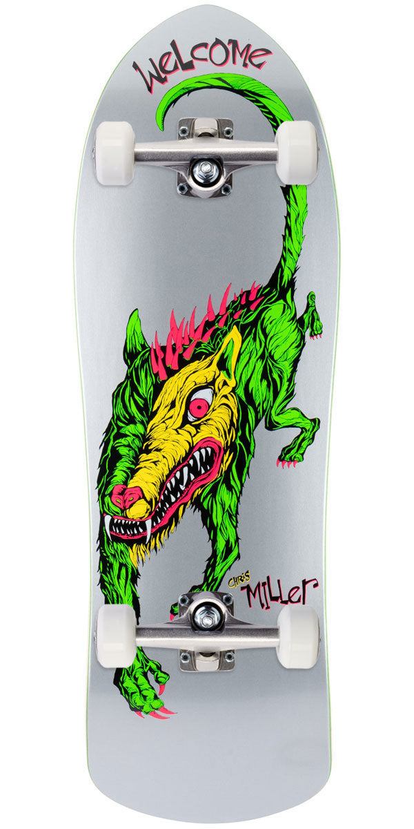 Welcome Miller Beast On a Crossbone Skateboard Complete - Metalic Silver - 10.00