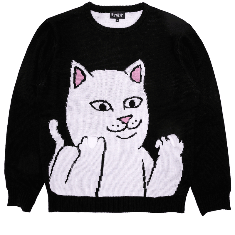 RIPNDIP Lord Nermal Flippy Knitty Sweater - Black