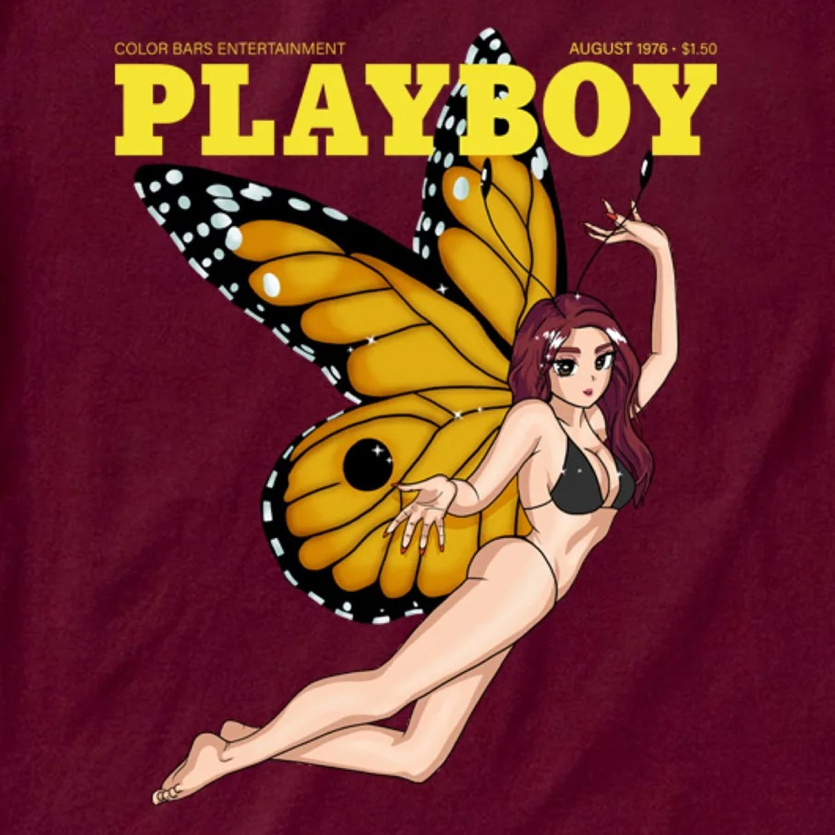Color Bars Butterfly T-Shirt - Burgundy image 2