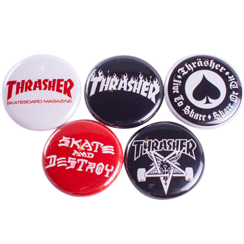 Thrasher Logo Buttons - 5 Pack